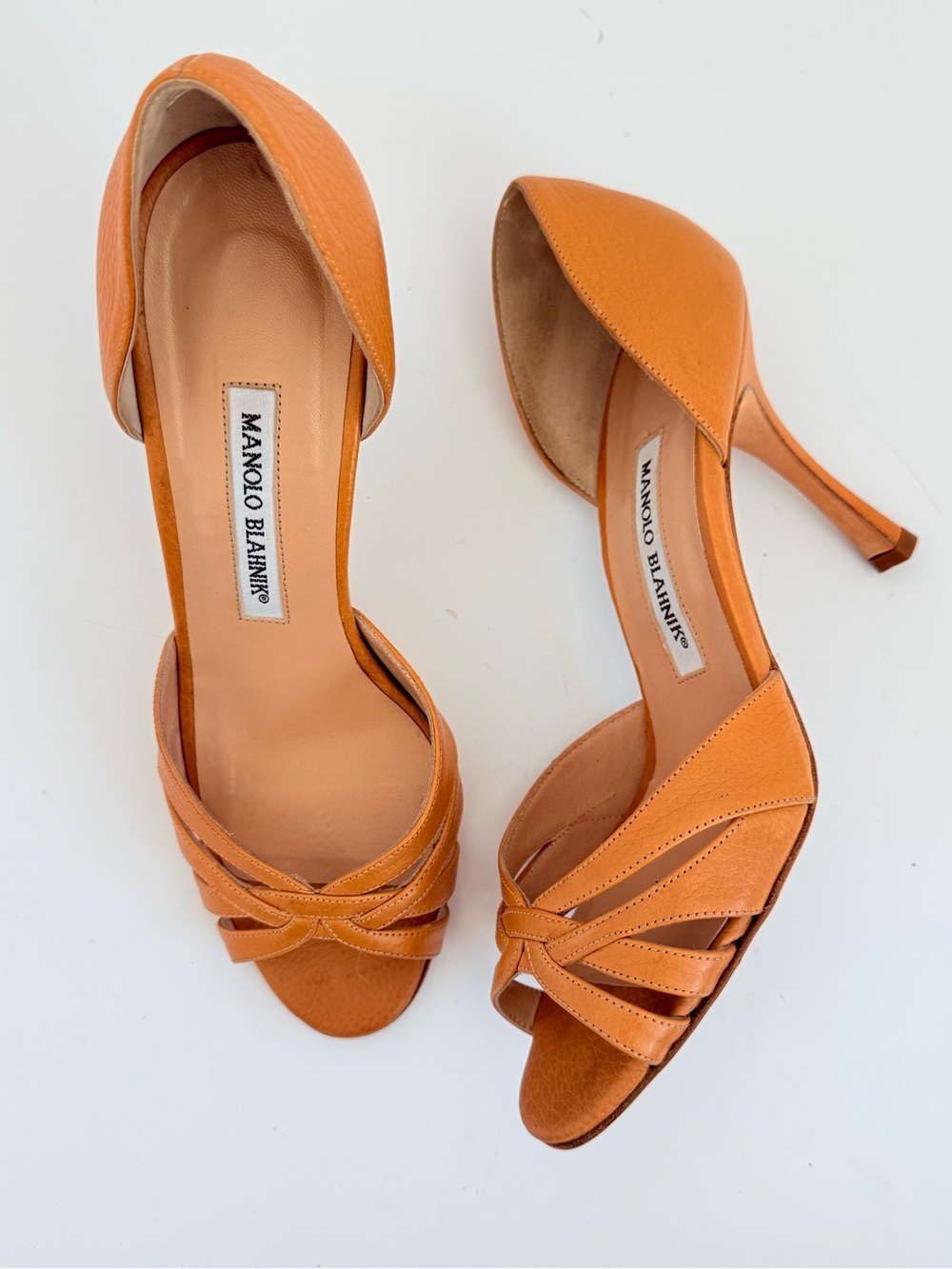 Vintage Y2K Manolo Blahnik Antiba Diana 992 Orange D’Orsay Heels 38